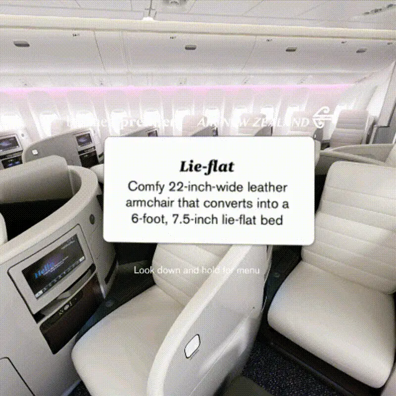 Air New Zealand cabin viewer 360° experience