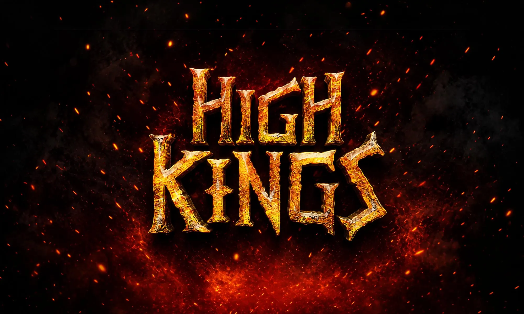 The High Kings logo in gold, among embers