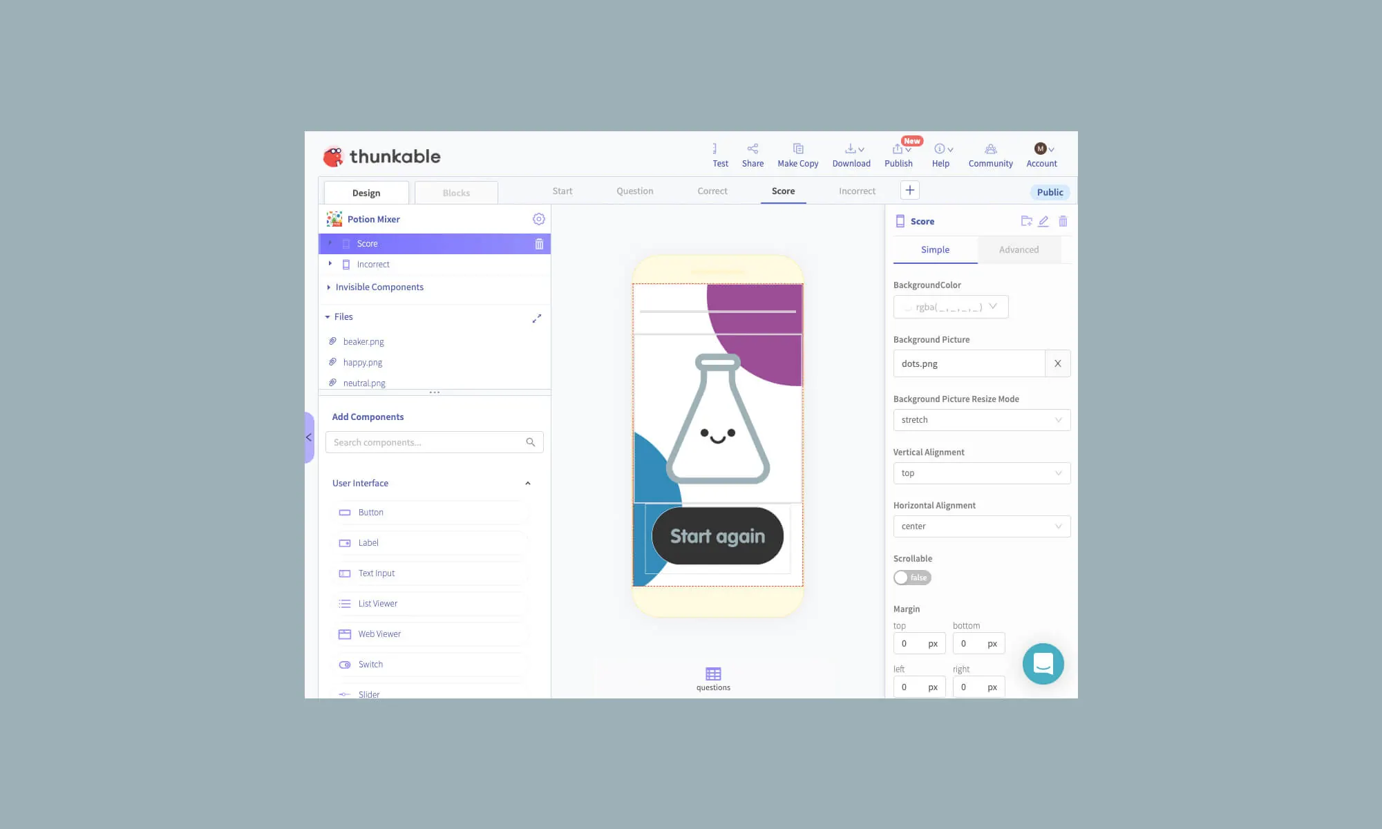 App UI screens designed by students