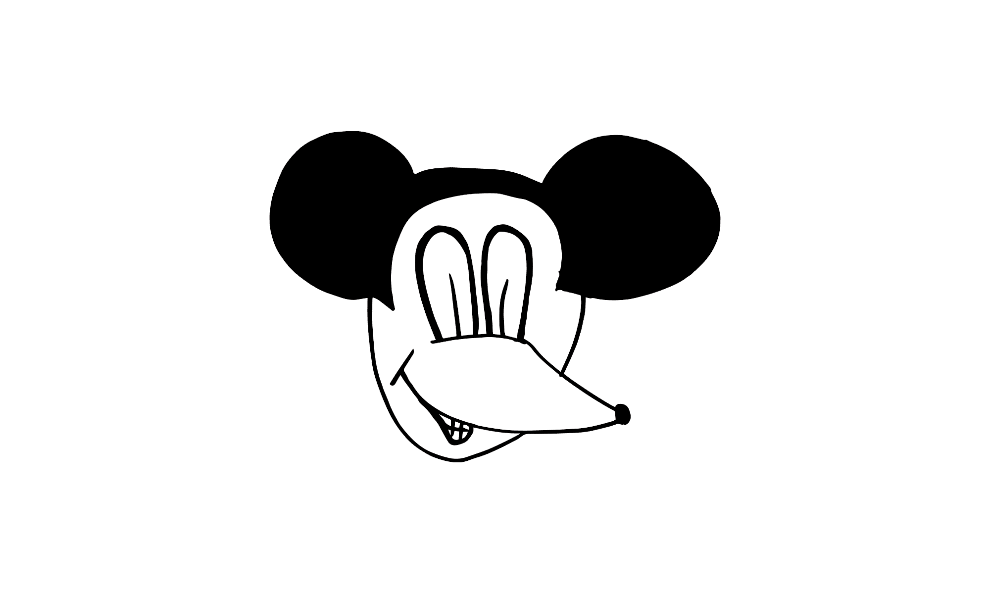 Ninety crowd-sourced Mickey Mouse drawings layered together
