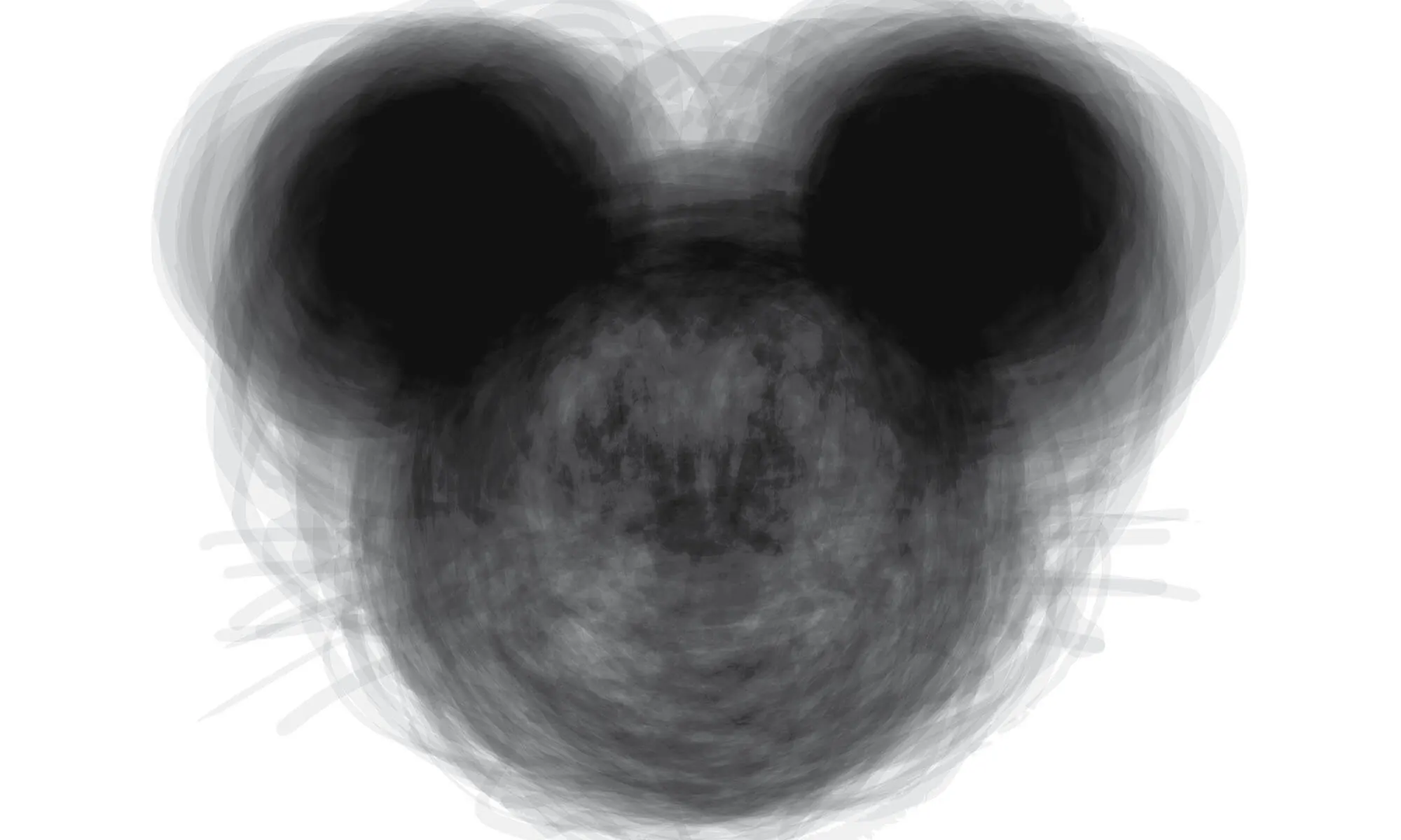 Mickey Mouse emerging from layered crowd-sourced drawings